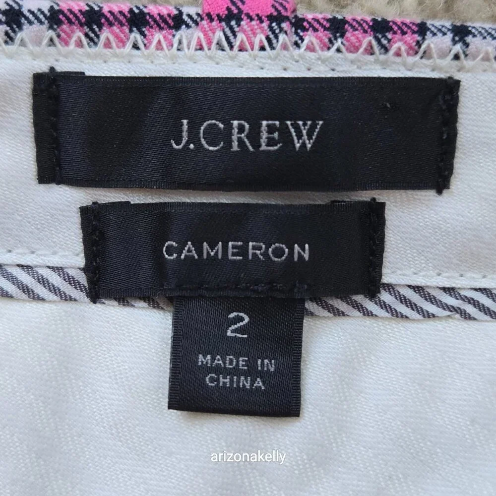 J. Crew Cameron Pant Pink Plaid Size 2